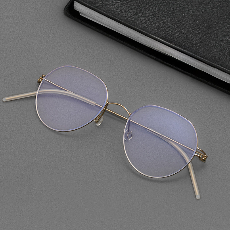 Super light Crown Panto Titanium Metal Full Rim Prescription Glasses S