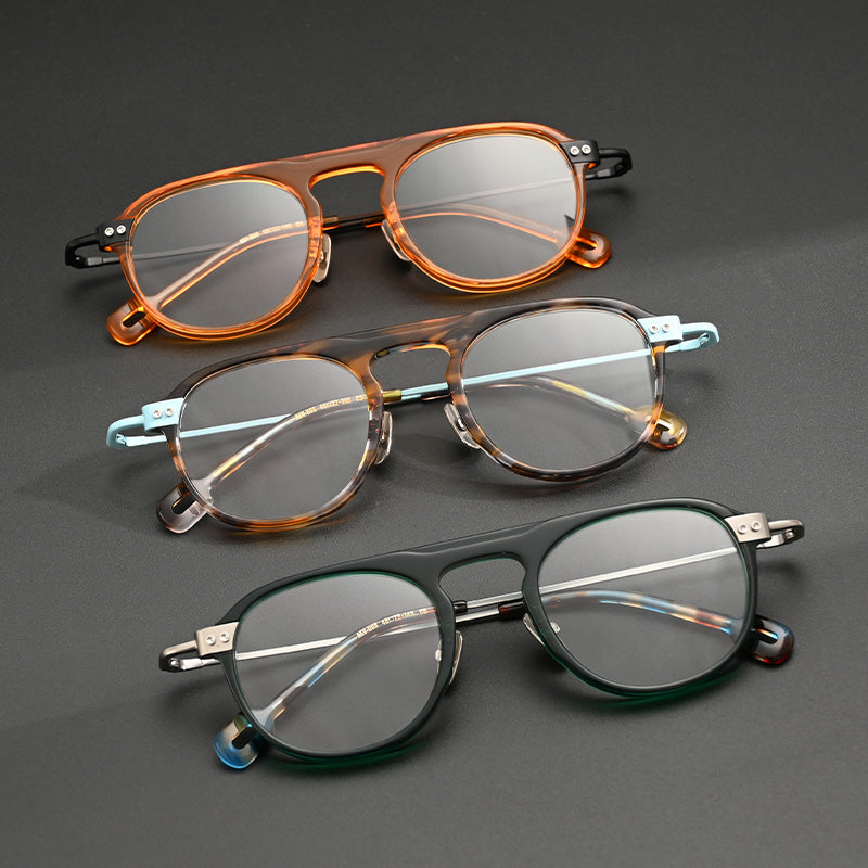 Single Bridge Pilot Acetate Full Rim Prescription Glasses Spectacles Frames 008