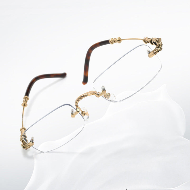 Gothic Sculpted Luxury Rimless Glasses 0653WK