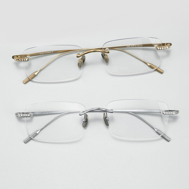 Rhinestone Rimless Rectangular Eyeglasses 0666WK