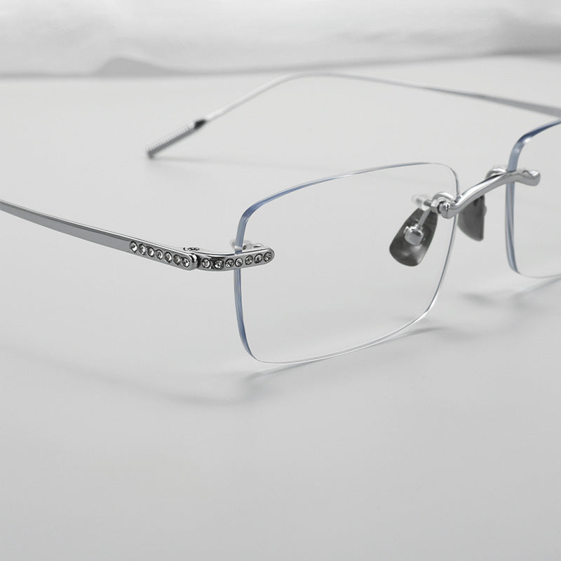 Rhinestone Rimless Rectangular Eyeglasses 0666WK