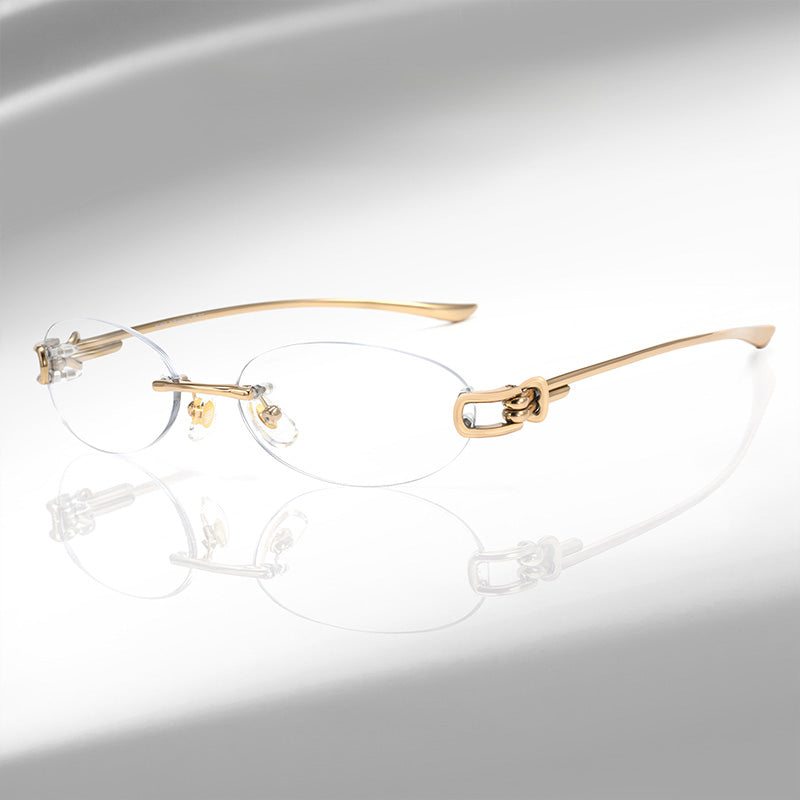 Luxury Horseshoe Buckle Rimless Titanium Glasses 0670WK