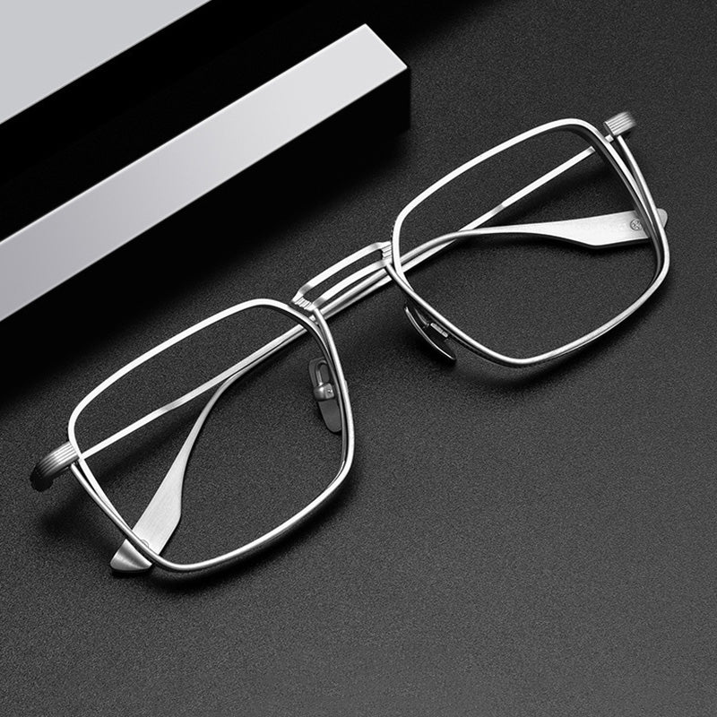 Rectangle Titanium Metal Full Rim Prescription Glasses Spectacles Frames for Thick Lenses DTX125-S