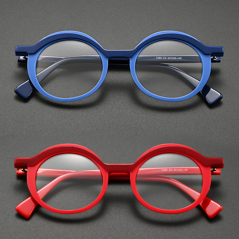 Dual-Tone Layered Round Glasses - Vintage Small Circle Prescription Optical Frames 1265