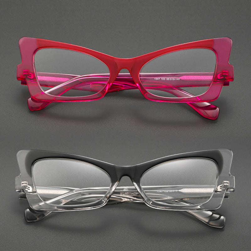 Chunky Acetate Avant-Garde Angular Cat-Eye Glasses 1347