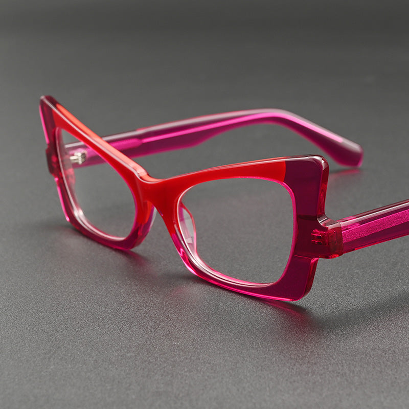 Chunky Acetate Avant-Garde Angular Cat-Eye Glasses 1347