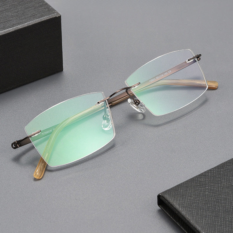 Rectangular Angular Optical Rimless Glasses 15803