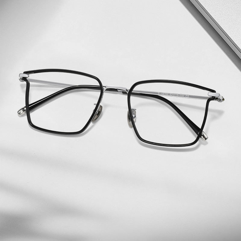 Titanium & TR Square Full Rim Prescription Spectacles Eyeglasses Frames 18296T