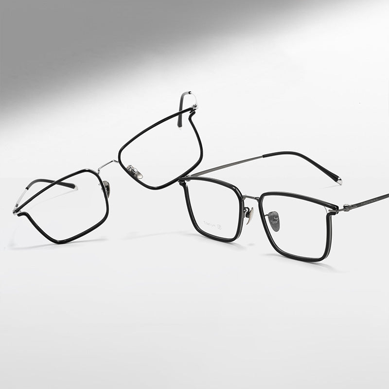 Titanium & TR Square Full Rim Prescription Spectacles Eyeglasses Frames 18300T