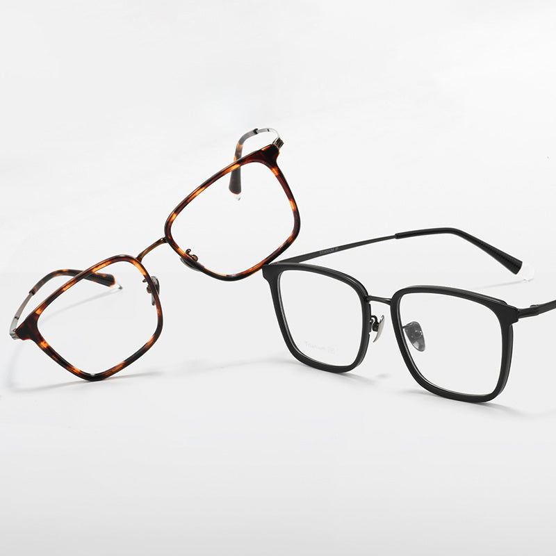 Titanium & TR Square Full Rim Prescription Spectacles Eyeglasses Frames 18301T
