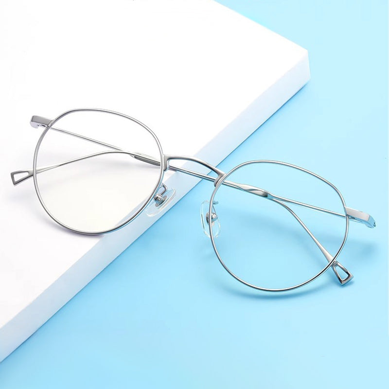 Oval Titanium Metal Full Rim Prescription Glasses Spectacles Frames for Thick Lenses J86246