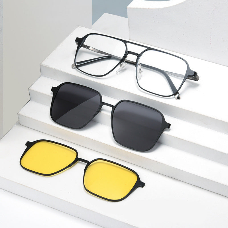 Magnetic Clip On Night Driving Glasses or Sunglasses or Prescription Eyeglasses L7038