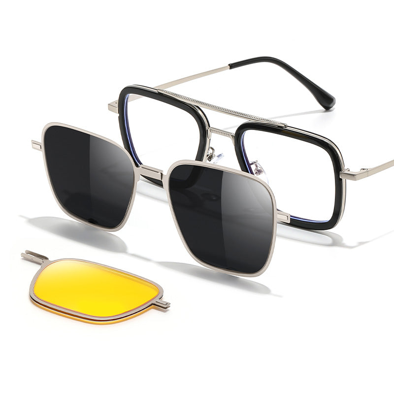 Magnetic Foldable Clip On Night Driving Glasses or Sunglasses or Prescription Eyeglasses 7701