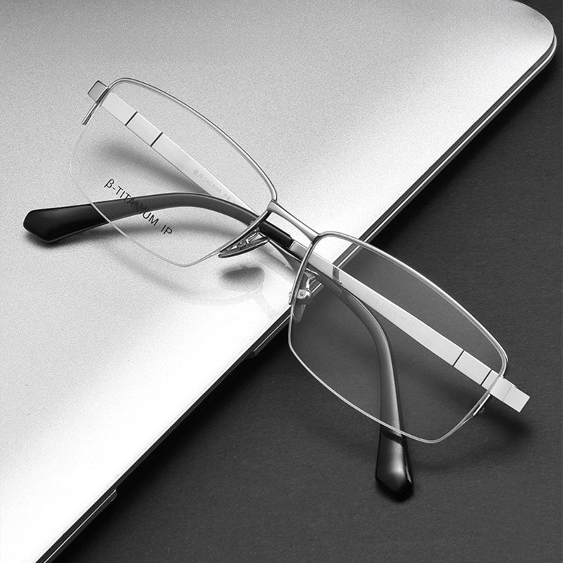 Rectangle Metal Half Rim Prescription Glasses Spectacles Frames Unisex 2216T