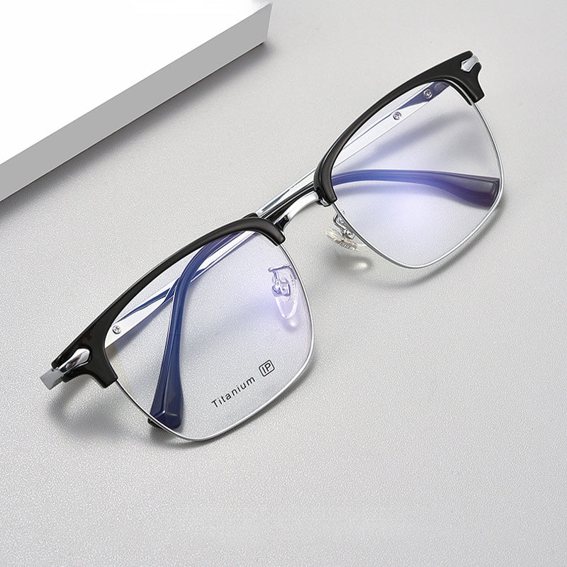 Acetate Titanium Metal Browline Full Rim Prescription Spectacles Unisex 6038FS