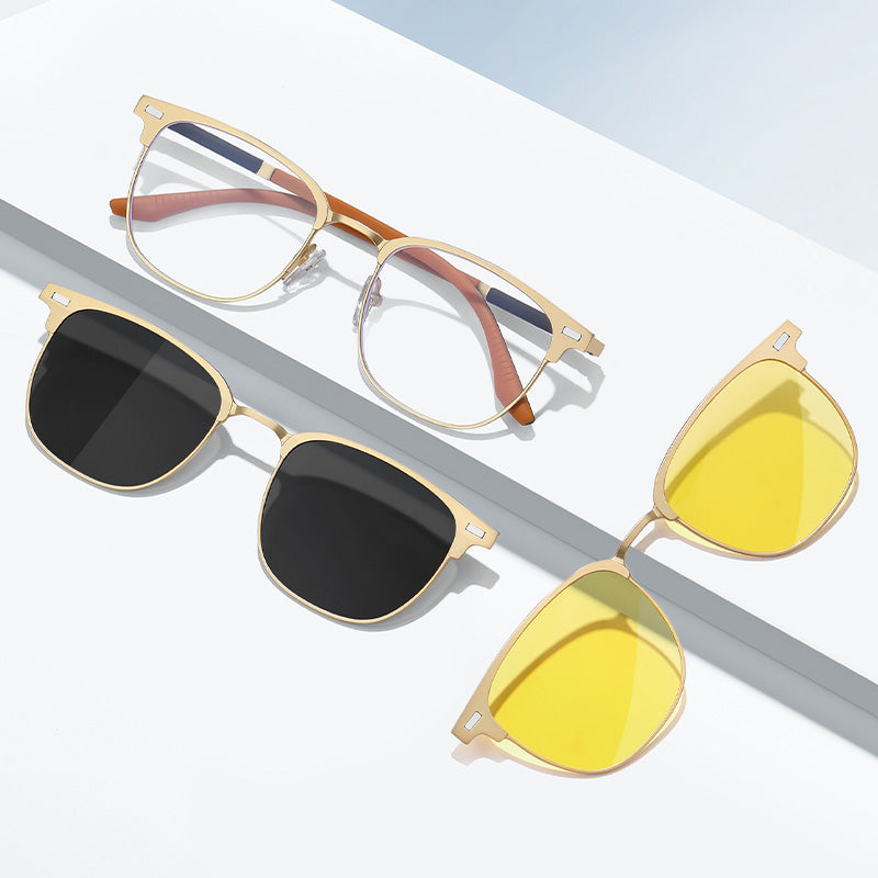 Magnetic Clip On Night Driving Glasses or Sunglasses or Prescription Eyeglasses 7045