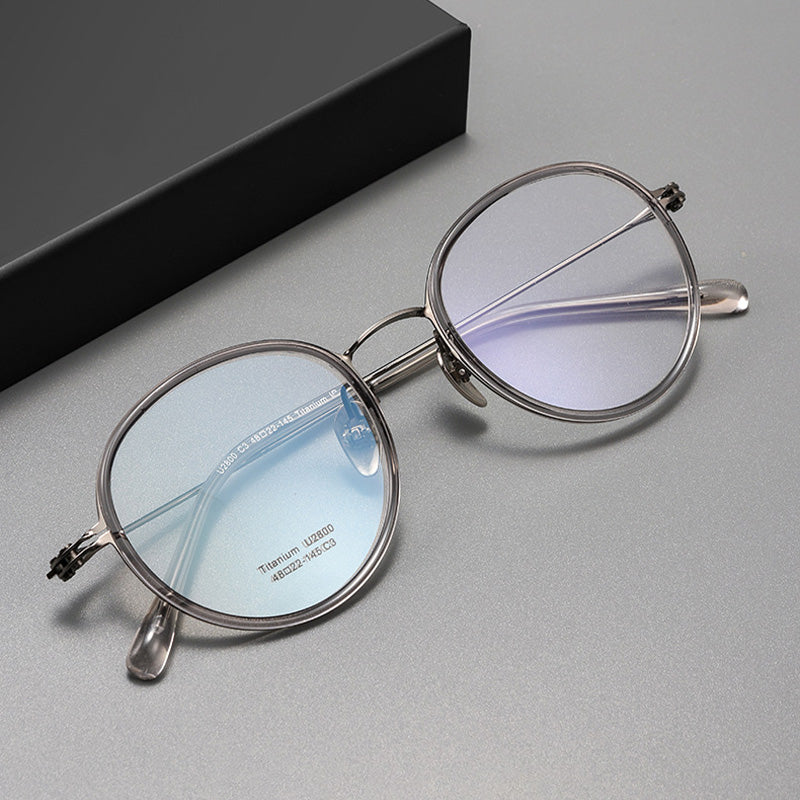 Industrial Style Titanium & TR90 Oval Full Rim Prescription Spectacles Eyeglasses Frames 2800U