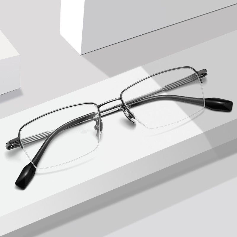Rectangle Titanium Half Rim Prescription Glasses Spectacles Frames Unisex 2113T