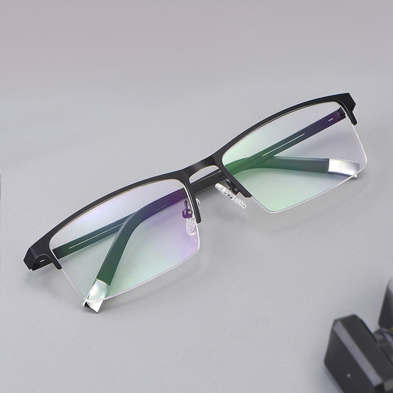 Rectangle Metal Half Rim Prescription Glasses Men's Spectacles Frames P8825