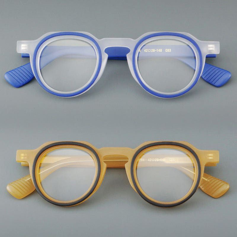 Crown Panto Acetate Full Rim Prescription Glasses Spectacles Frames 2294