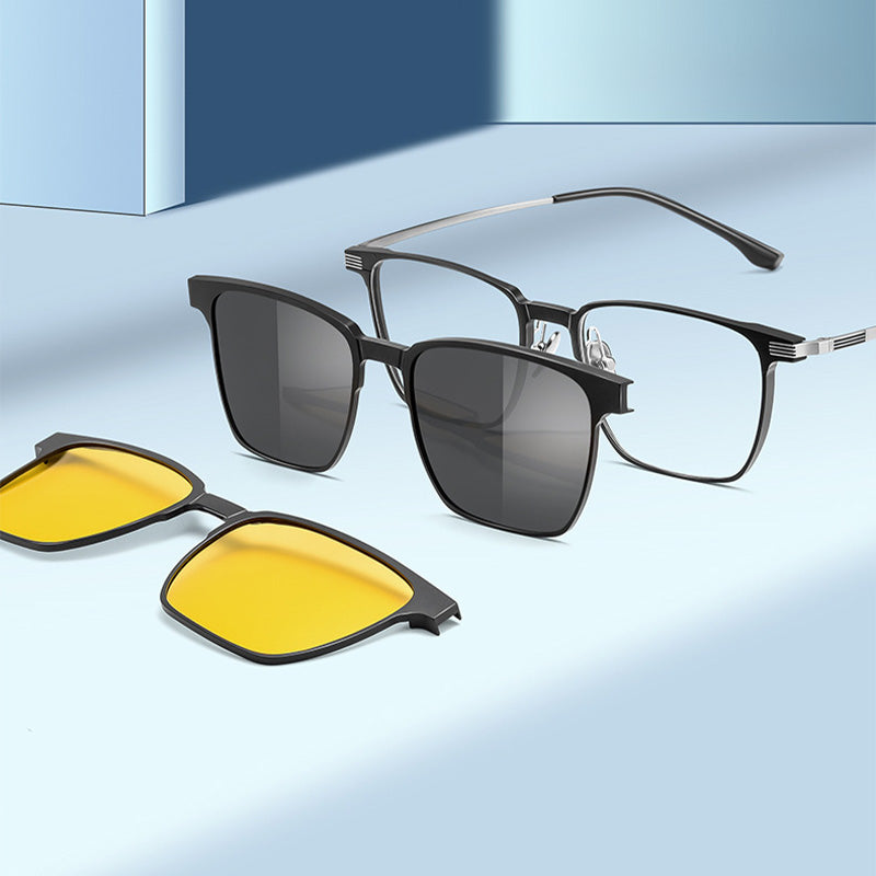 Magnetic Clip On Night Driving Glasses or Sunglasses are made of aluminum-magnesium alloy. 9903
