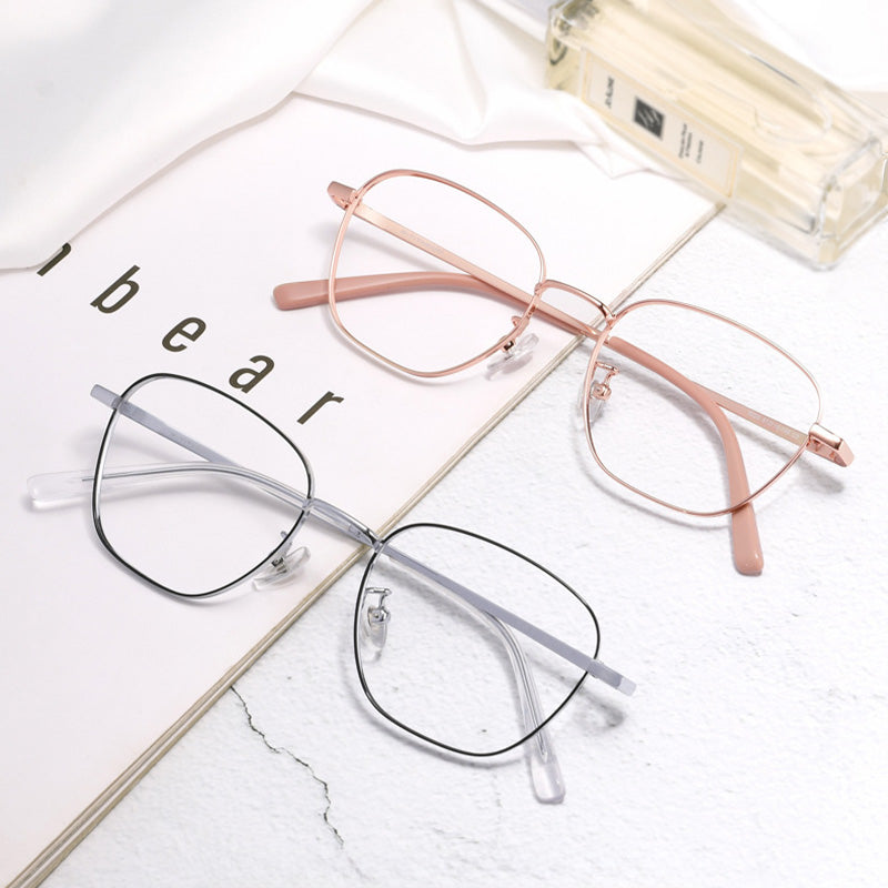Rectangle Metal Full Rim Prescription Glasses Spectacles Frames for Thick Lenses 9026JY