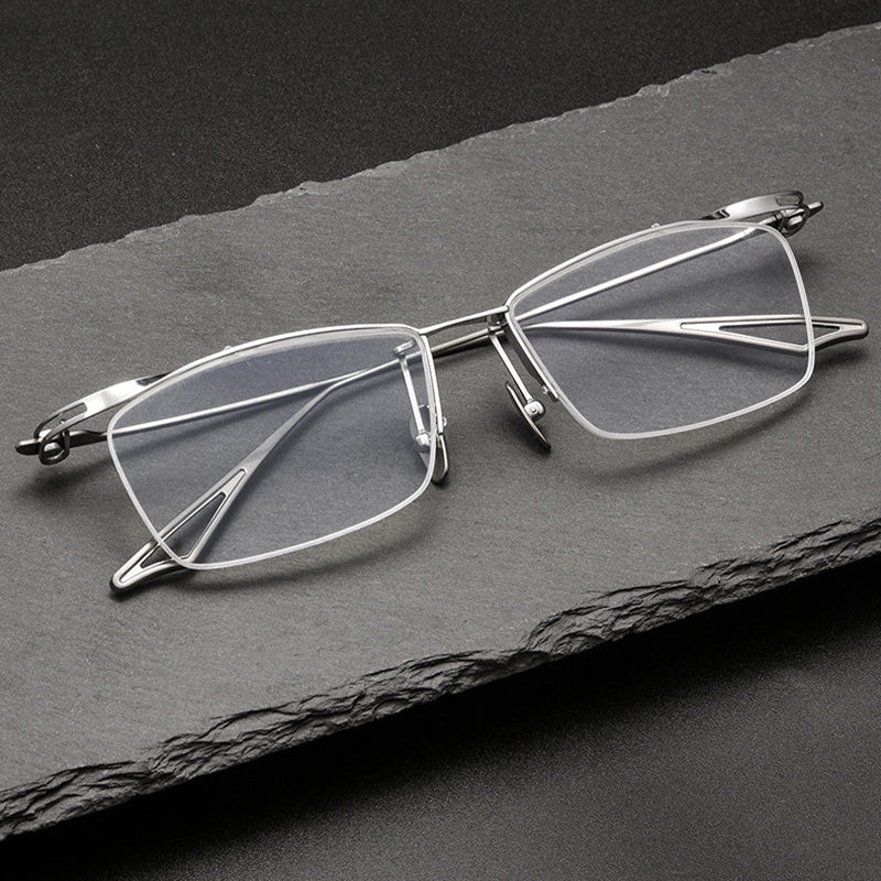 Rectangle Titanium Metal Half Rim Prescription Glasses Spectacles Frames Unisex 2266ACT