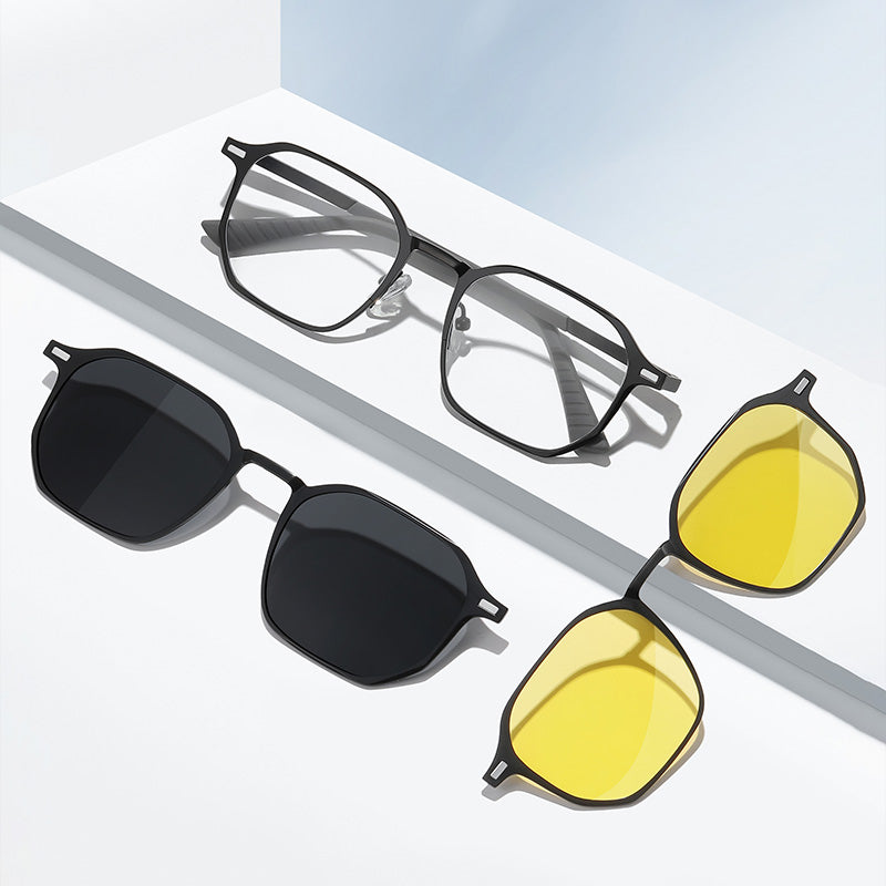 Magnetic Clip On Night Driving Glasses or Sunglasses or Prescription Eyeglasses 7036