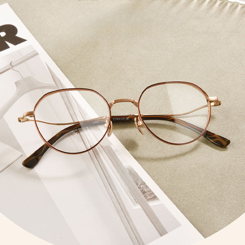Cateye Titanium Metal Full Rim Prescription Glasses Spectacles Frames for Thick Lenses L8207J