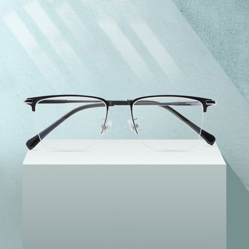 Rectangle Metal TR Half Rim Prescription Glasses Spectacles Frames Unisex T062505