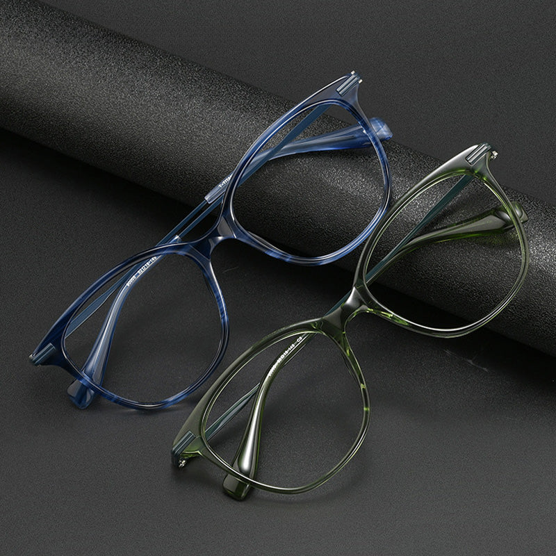 Cateye Acetate Titanium Full Rim Prescription Glasses Spectacles Frames 90005HS