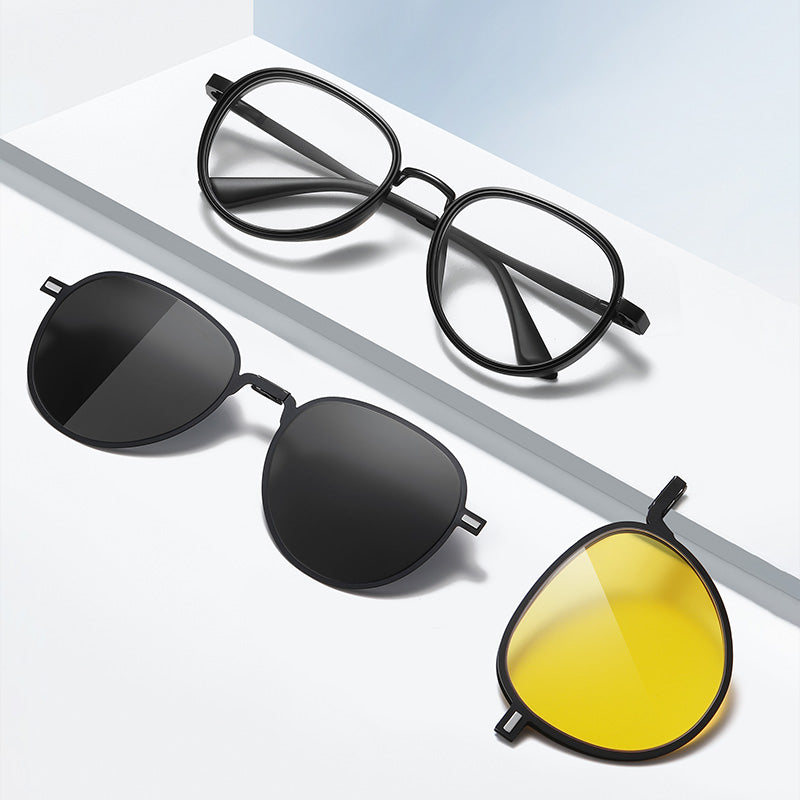 Magnetic Foldable Clip On Night Driving Glasses or Sunglasses or Prescription Eyeglasses 7707