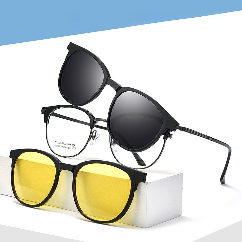 Magnetic Clip On Night Driving Glasses or Sunglasses or Prescription Eyeglasses 98201X