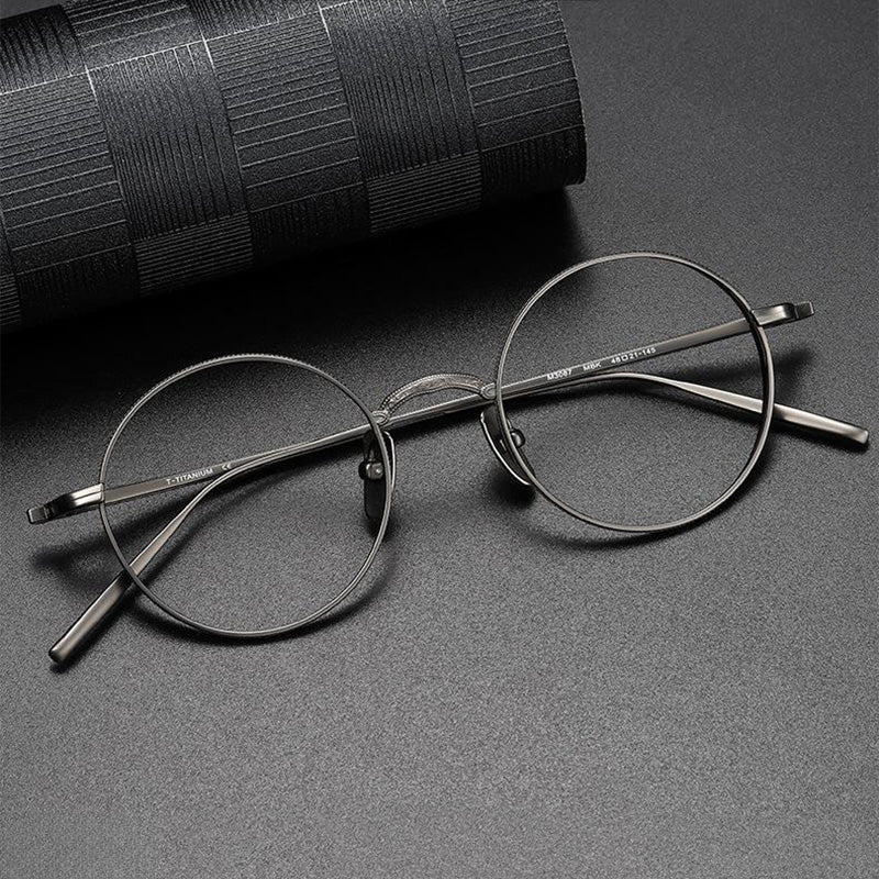 Round Titanium Full Rim Prescription Glasses Spectacles Frames for Thick Lenses M3087
