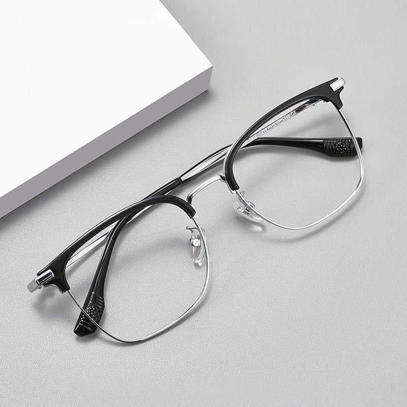 Acetate Titanium Metal Browline Full Rim Prescription Spectacles Unisex 8952FS