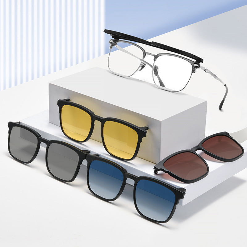 Magnetic Clip On Night Driving Glasses or Sunglasses or Prescription Eyeglasses 8899ZM