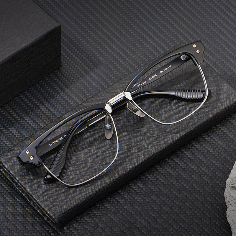 Acetate Titanium Metal Browline Full Rim Prescription Spectacles Unisex DTX132S