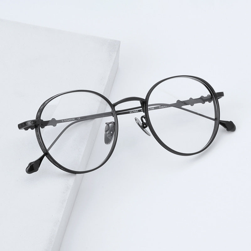 Oval Titanium Full Rim Prescription Glasses Spectacles Frames for Thick Lenses 925THERMOS