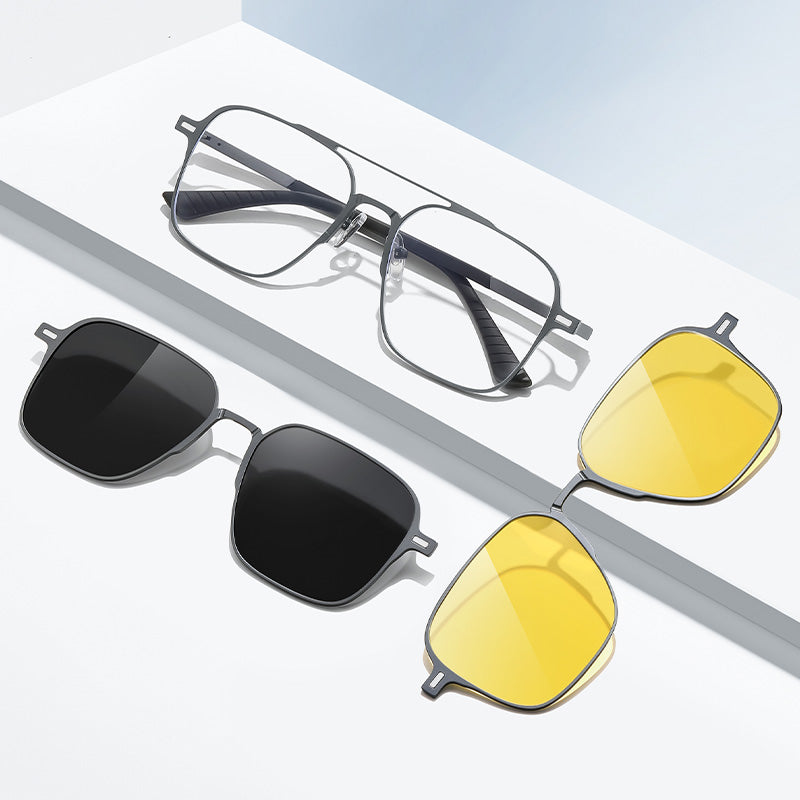 Magnetic Clip On Night Driving Glasses or Sunglasses or Prescription Eyeglasses 7040