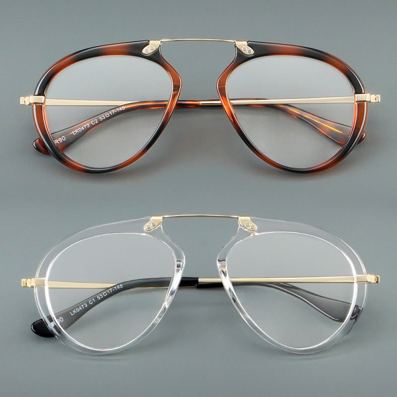 Transparent Aviator Acetate Glasses Prescription Eyewear Frames LK0473