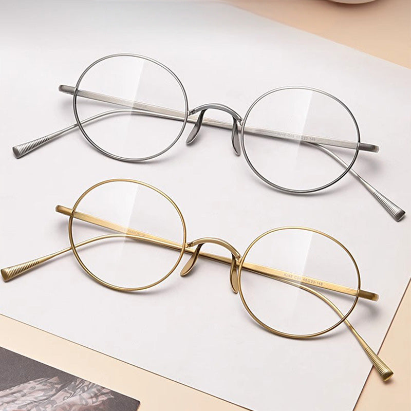 Oval Titanium Full Rim Prescription Glasses Spectacles Frames for Thick Lenses KJ48T