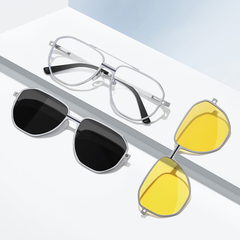 Magnetic Clip On Night Driving Glasses or Sunglasses or Prescription Eyeglasses 7037