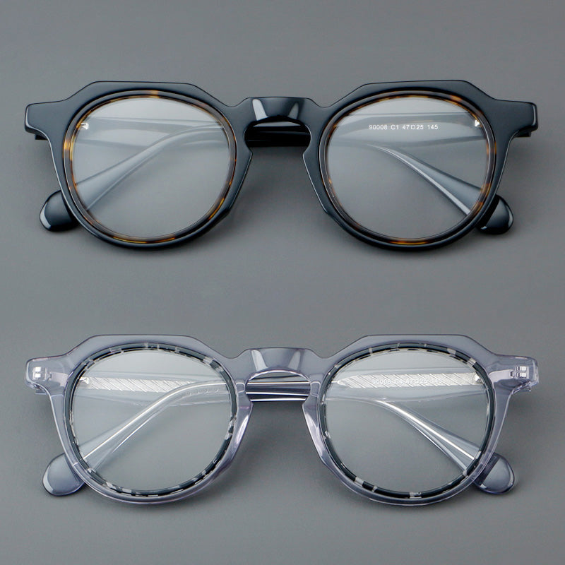 Crown Panto Acetate Full Rim Prescription Glasses Spectacles Frames 90008