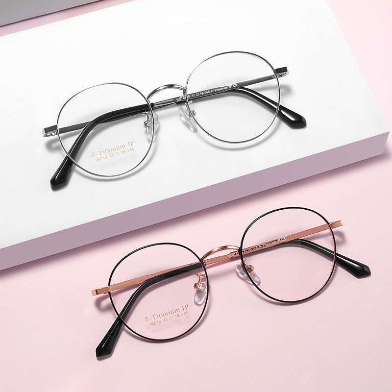 Oval Metal Full Rim Prescription Spectacles Frames Fashion Glasses for Women 18018K