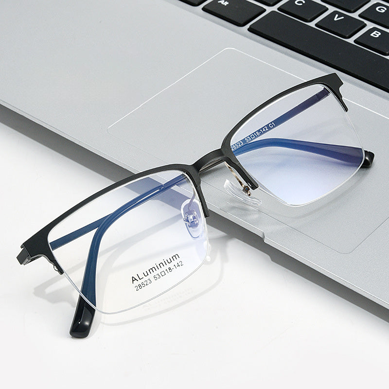 Rectangle Metal Half Rim Prescription Glasses Spectacles Frames Unisex 28523