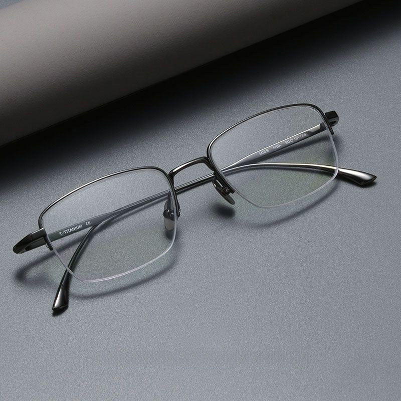 Rectangle Titanium Metal Half Rim Prescription Glasses Spectacles Frames Unisex 720MIES