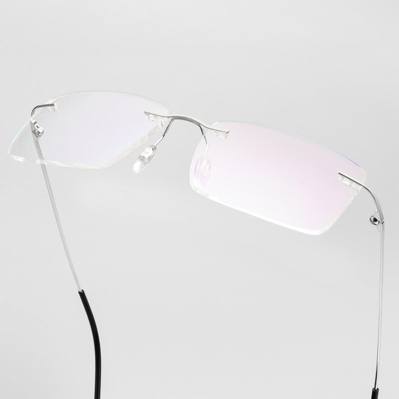 Rectangle Metal Rimless Prescription Glasses Spectacles Frames Unisex