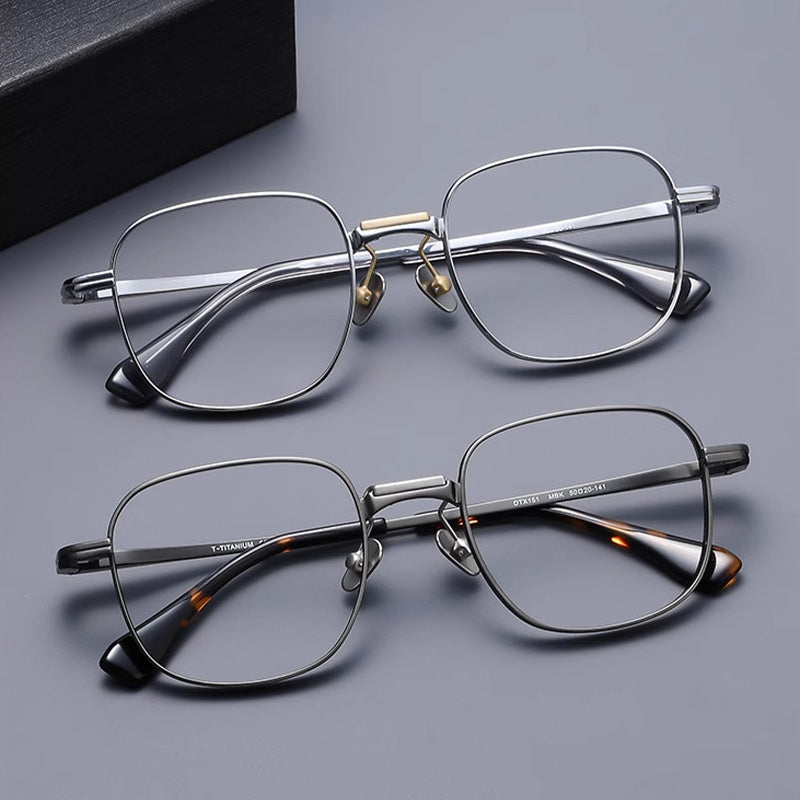 Rectangle Titanium Full Rim Prescription Glasses Spectacles Frames for Thick Lenses DTX151