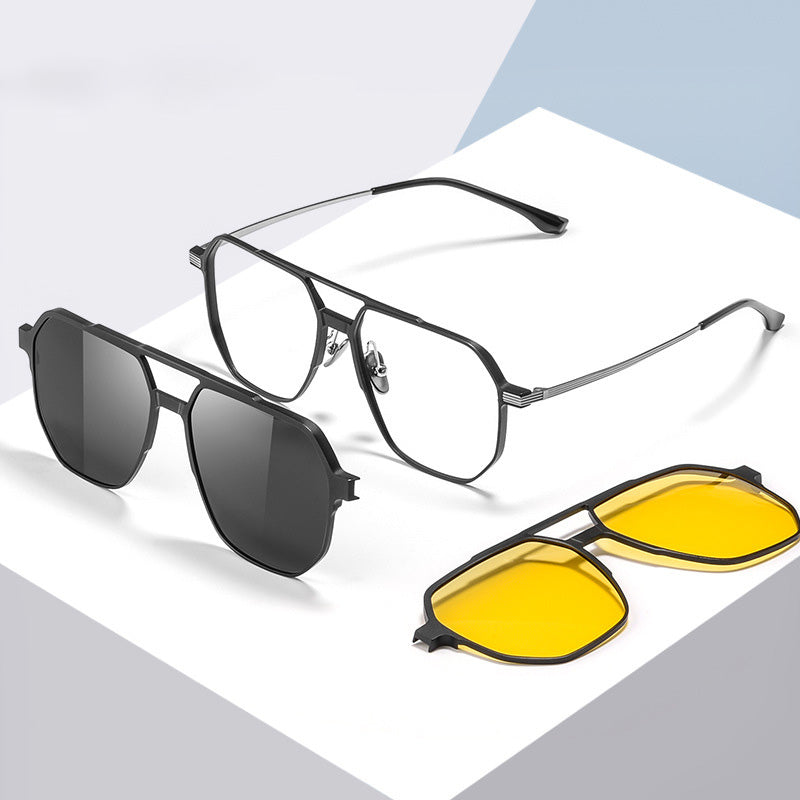 Magnetic Clip On Night Driving Glasses or Sunglasses are made of aluminum-magnesium alloy. 9906