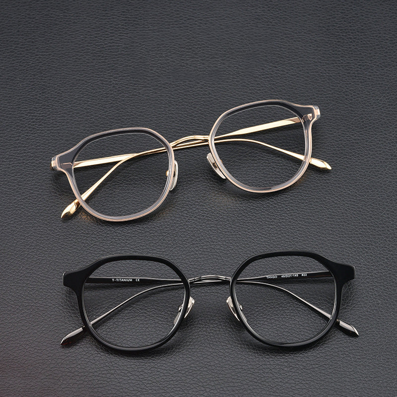 Oval Acetate Titanium Metal Full Rim Prescription Spectacles Unisex 1125TANGO